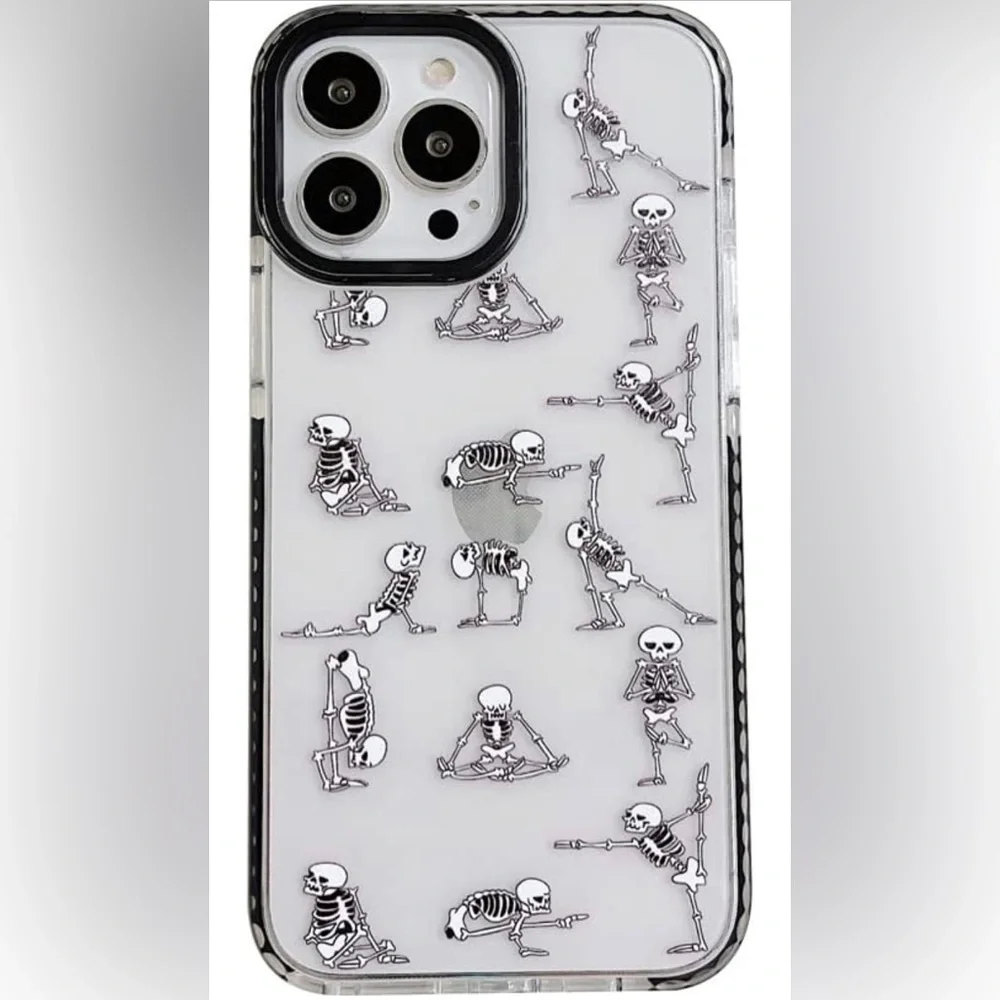 New for iPhone 14 Pro Max Case Boys Funny Cute Yoga Skull